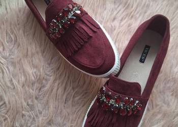 NOWE burgundowe loafersy mokasyny na platformie 39 Vices jesienne