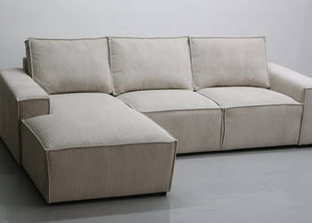 TPB Narożnik kanapa rogówka sofa Poduszki Salon Tkanina Poso jasny beż