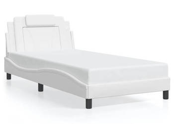 Rama łóżka z zagłówkiem biała sztuczna skóra 100x200 cm WM-3208076