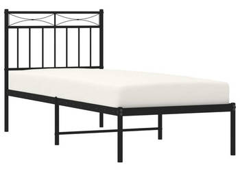 Łóżko Metalowe Czarne Rama Łóżka Ze Stelażem 75x190 cm WM-373681