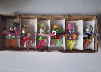 Bombka PRL stara kształtka na choinkę pajacyk zestaw 6 sztuk