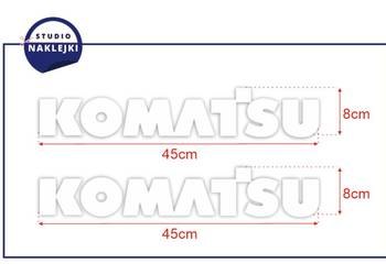 Naklejki Komatsu Białe Logo Logotyp Nalepka Koparka 45x8 2 szt