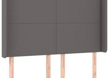 Zagłówek do łóżka z LED szary 147x16x118/128cm sztuczna skóra WM-3123862