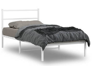 Łóżko Metalowe Białe Rama Łóżka Ze Stelażem Biała 107x203 cm WM-355410