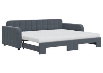 Sofa rozsuwana z materacami ciemnoszara aksamit 90x200 cm WM-3196954