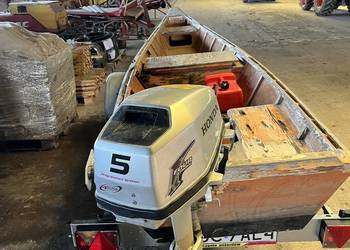 Łódka pychówka + przyczepka + silnik HONDA 5 KM