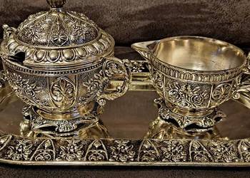 Srebropol Komplet posrebrzany cukiernica i mlecznik