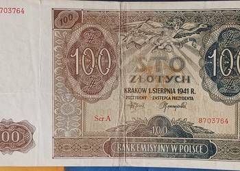 100 złotych 1. VIII. 1941 r.-Kraków seria A