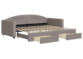 Sofa rozsuwana z szufladami taupe tkanina 90x200 cm WM-3197227