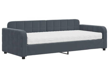 Sofa z materacem do spania ciemnoszara aksamit 90x200 cm WM-3196906