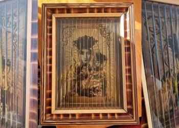 Stary TRÓJWYMIAROWY 3D Obrazek Święty Częstochowa Jezus Maryja PRL