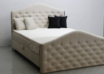 TSZ Łóżko kontynentalne 160x200 2 pojemniki beż kolor topper bonell