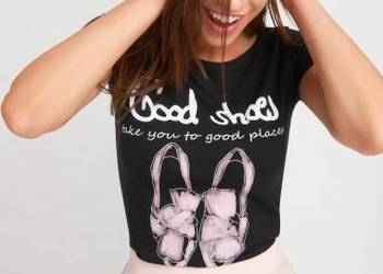 czarny t-shirt z nadrukiem Orsay