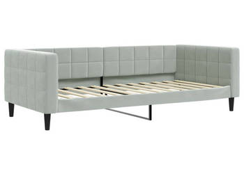 Sofa z funkcją spania jasnoszara obita aksamitem 90x200 cm WM-354008