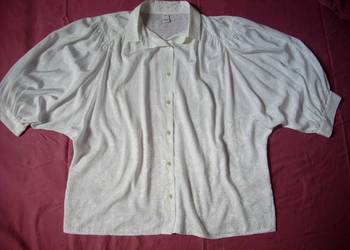 TRU Biała Elegancka Koszula Bufki 48 vintage