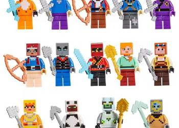 Klocki figurki ludzik MineCraft 14-figurek megazestaw miecze łuki maczugi
