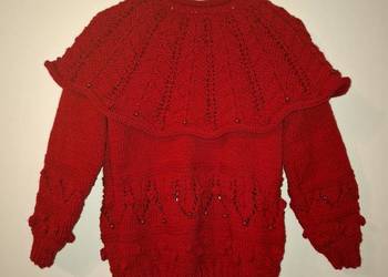 Sweter z wełny, robiony na drutach. Nowy.