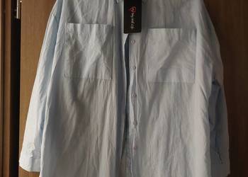 Damska koszula niebieska, bawełniana, z metką