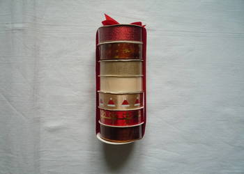 7 sztuk Wstążka świąteczna Czerwona Beżowa Złota Brązowa