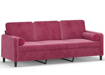 3-osobowa sofa z poduszkami winna czerwień 180 cm aksamit WM-3200895