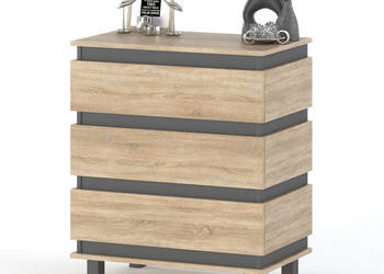 Komoda Nowoczesna 3 Szuflady Zebra 83cm Nowoczesna Szafka Rtv Szara Sonoma