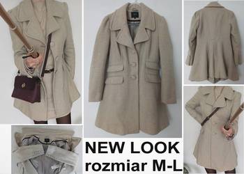 Beżowy płaszcz jesienno zimowy New Look rozmiar M-L