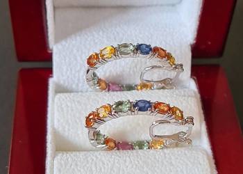 Srebrne kolczyki z szafirami korowymi, certyfikat