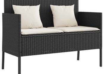 vidaXL Ławka ogrodowa z poduszkami, czarna, polirattan(SKU:365770)