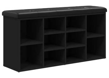 Ławka na buty czarna 102x32x50 cm materiał drewnopochodny WM-835111