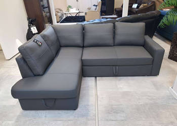 Narożnik MODERN -20% skóra naturalna 100% spanie + pojemnik!