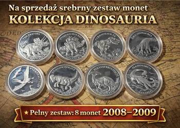 104,6 g czystego srebra – Kolekcja DINOSAURIA – 8 srebrnych monet