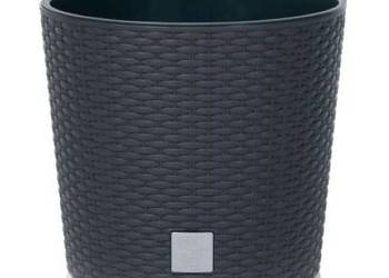 donica w wkładem rattan RATO Round 20xh19 cm ANTRACYT