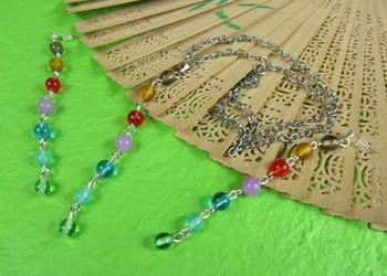 Kolczyki wisiorek zestaw zielony niebieski fioletowy czerwony eko handmade