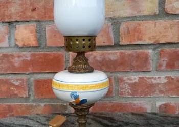 Lampka nocna stołowa mosiężna z ceramiką szklana (675)