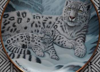Kolekcjonerski talerz ozdobny Snow leopards