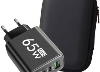 SZYBKA ŁADOWARKA SIECIOWA GaN 65W USB-A i USB-C + ETUI