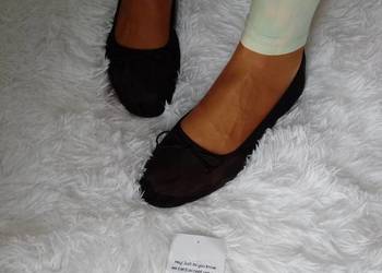 (40) ASOS Design/ Czarne, siateczkowe baleriny z Londynu, organza, Nowe