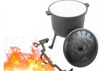 KOCIOŁEK ŻELIWNY GARNEK MYŚLIWSKI EMALIOWANY 4L NA PRAŻONE OGNISKO