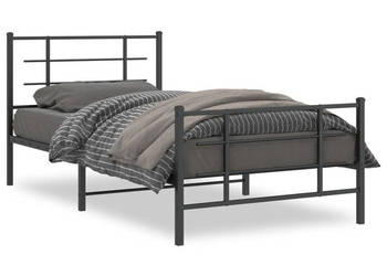 Łóżko Metalowe Czarne Rama Łóżka Ze Stelażem 107x203cm WM-355575