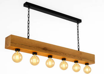 ? Lampa wisząca z litego drewna – styl loft / industrial – rękodzieło