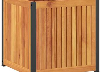 vidaXL Donica ogrodowa, 45x45x44 cm, lite drewno akacjowe i stal(SKU:367610