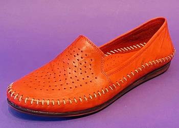 Czerwone skórzane damskie mokasyny rozmiar 39 (ara428)