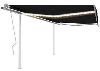 Ręcznie zwijana markiza z LED 4x3 m antracytowa WM-3069944
