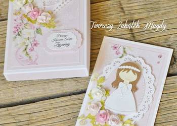 Kartka na Komunię w pudełku dla dziewczynki lub chłopca Kartka na Komunię w pudełku dla dziewczynki lub chłopca