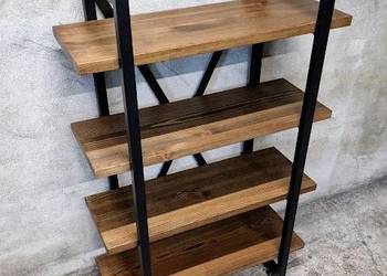 Regał NA WYMIAR na książki, DĘBOWY oflis loft industrialny mal. PROSZKOWO