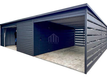 Garaż blaszany 6x6 + wiata 3x6m brama uchylna drzwi spad w tył SO186