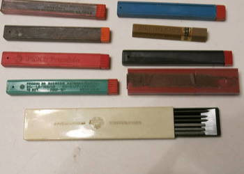 Pudełka z wkładami ołówkowymi, różnych firm, różne twardości i średnice