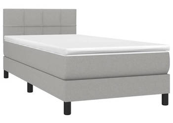 Łóżko kontynentalne z materacem jasnoszare tkanina 80x200 cm WM-3133109