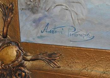 Antoni Piotrowski - Zimowa Scena Rodzajowa - Polski Obraz Olejny