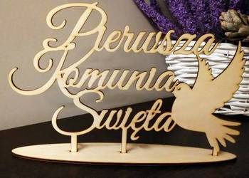 Drewniany napis na stół Pierwsza Komunia Święta